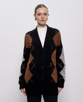 Ermanno Scervino Черный кардиган с кашемиром в узор D475N321RKYM
