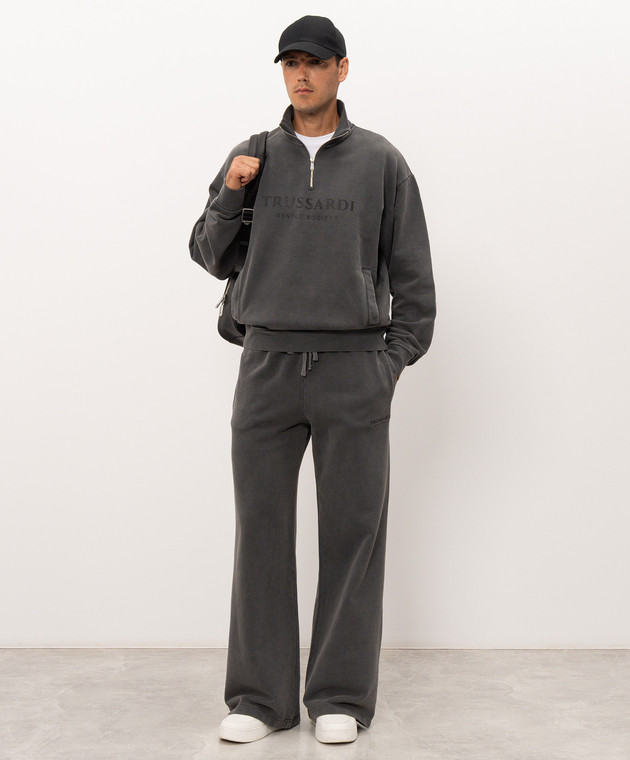 Trussardi Сірі спортивні штани з принтом логотипа P8098000081NMP317F08 зображення 2