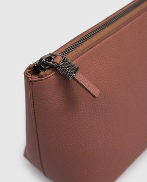 Brunello Cucinelli Терракотовый кожаный клатч с логотипом MWCAM2716