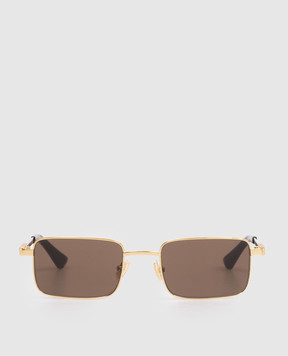 Bottega Veneta Золотисті прямокутні сонцезахисні окуляри 861367V4450
