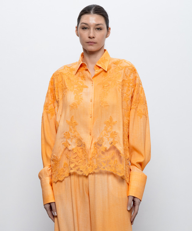 Ermanno Scervino Оранжевая блуза с кружевом D482K743APEMY изображение 3
