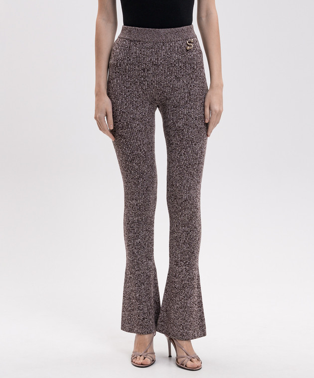 Max Mara Sportmax Коричневі штани кльош VELO з вовни в рубчик SPXVELO зображення 2