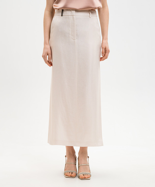 Peserico Бежева спідниця міді з льоном P05143Z01921 зображення 3