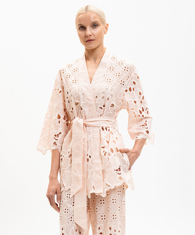 Ermanno Scervino Life Рожеве ажурне кімоно з вишивкою D484Q608QYD зображення 3