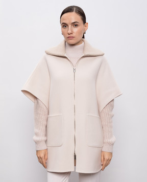 Peserico Бежевий кейп з вовни і кашеміру з люрексом S22060E3194B