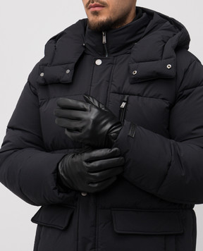 Trussardi Черные кожаные перчатки с эмблемой E301X000002NMG002L40