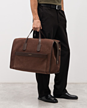 Gianni Chiarini Коричнева замшева дорожня сумка BERLINO з логотипом BSN11629COMMCMPL