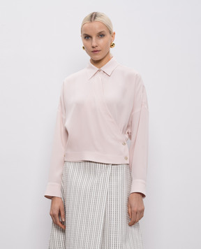 Agnona Рожева блуза з шовком на запах TD1105YU5074