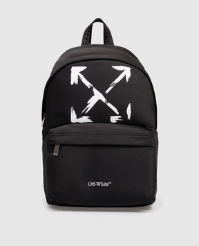 Off-White Детский черный рюкзак с принтом эмблемы OBNB001S26FAB001