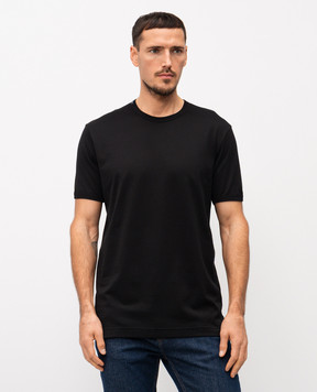 Dolce&Gabbana Чорна футболка прямого крою з нашивкою логотипа G8JX7TFU7EQ