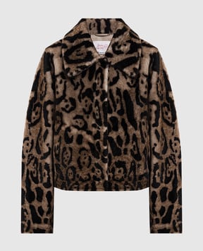 Babe Pay Pls Коричневая укороченная дубленка в анималистичный принт 2505SETA