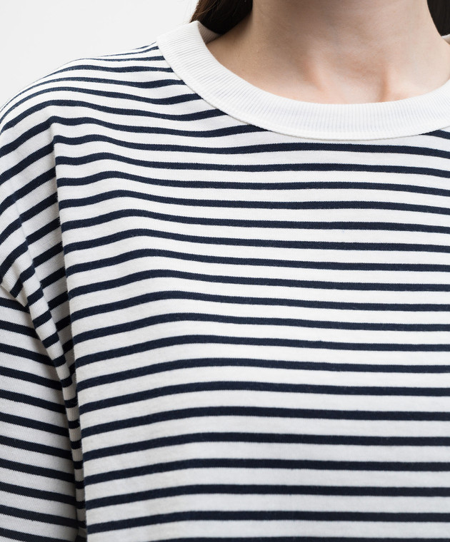 Solotre Белая футболка в полоску M1AB0056 изображение 5