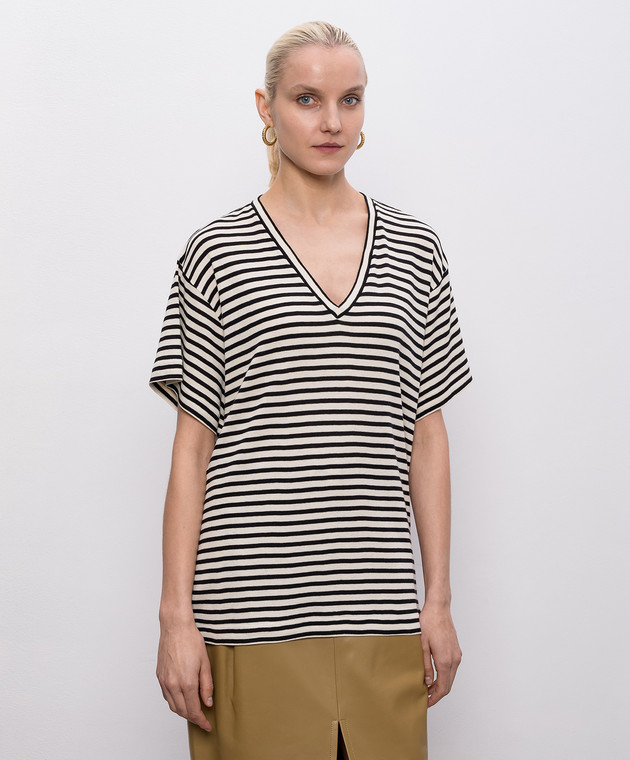 Khaite Бежева футболка Linda в смужку 182691015 зображення 3