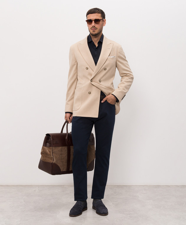 Brunello Cucinelli Синяя рубашка с шелком MH8366686 изображение 2