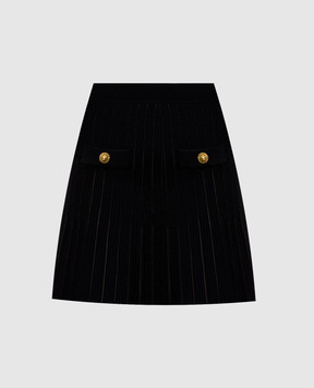 Balmain Черная юбка с тканым узором полоска HF1LBB53KK10