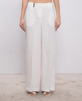 Peserico Білі штани з льону з ланцюжком A0404002606