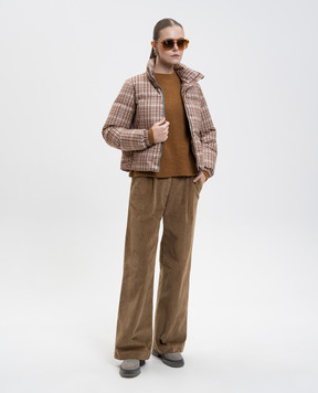Woolrich Бежева пухова куртка в клітинку CFWWOU2062FRUT5093