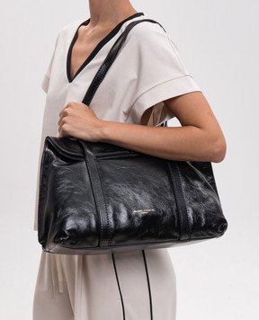 Gianni Chiarini Черная кожаная глянцевая сумка-тоут Marghe BS11981RALPHCM