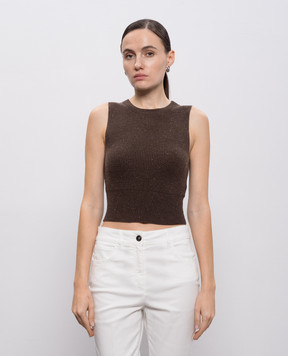 Peserico Коричневий топ з вовною та шовком S98112F1209095