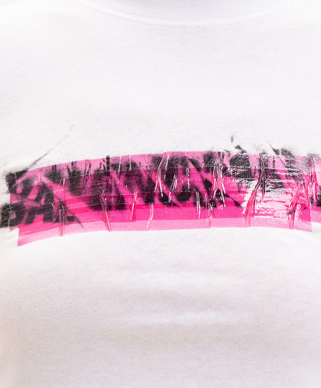 Balenciaga Біла футболка Messy Spray Chopped 871744TUVI6 зображення 5