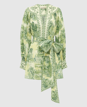 Alemais Зелена сукня Sara з шовком в принт 6222D