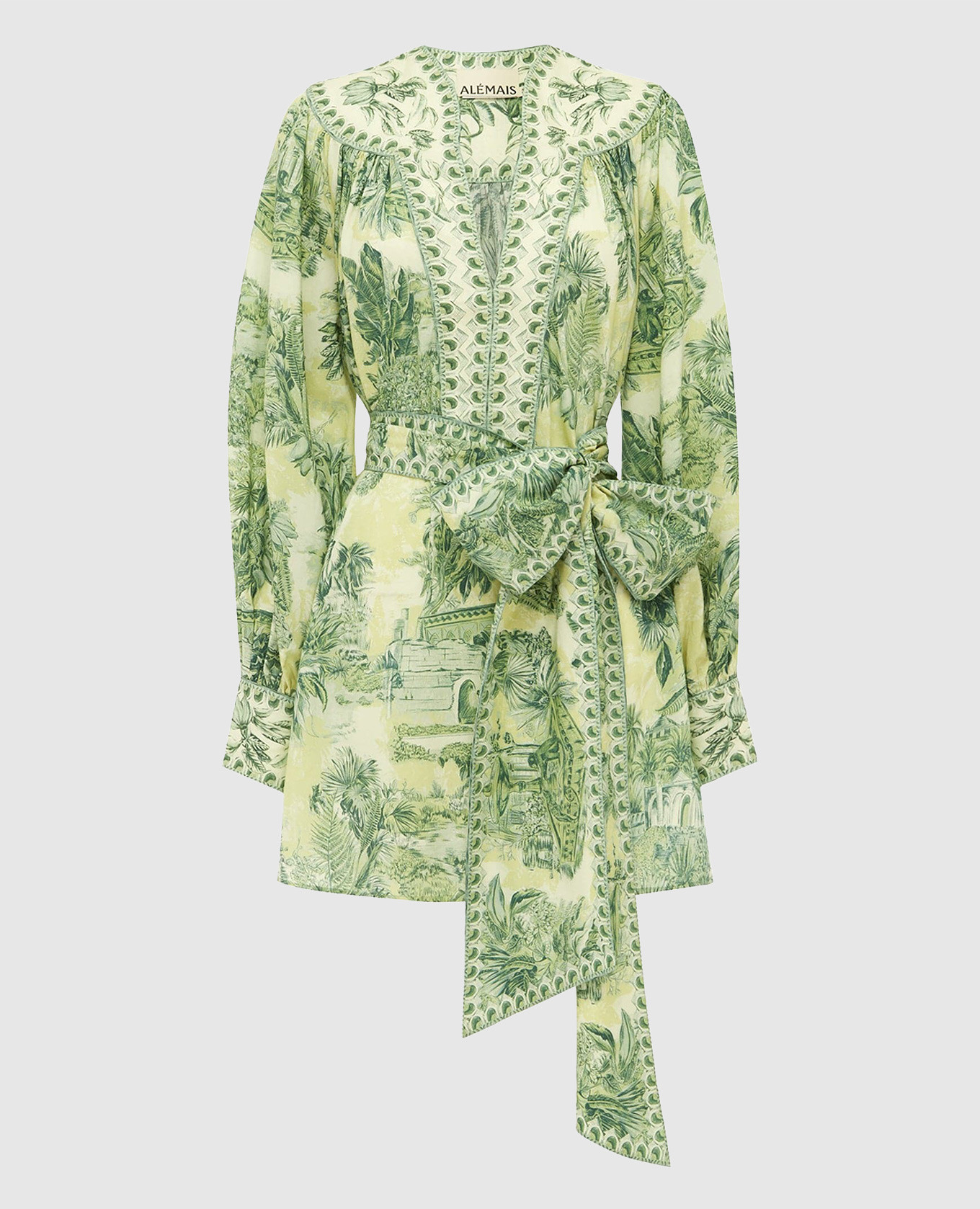 

Зеленое платье Sara с шелком в принт, Зеленый, Повседневные платья