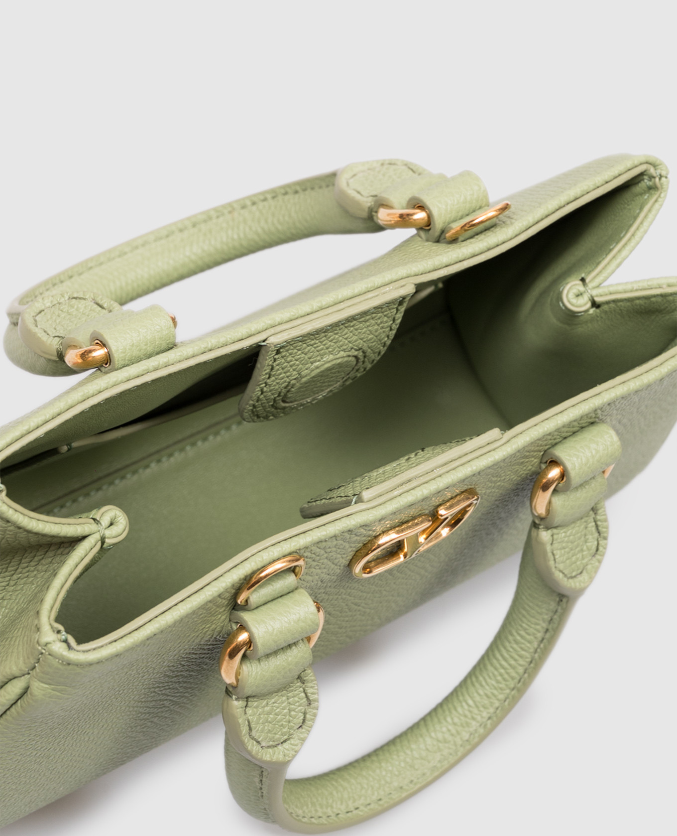 Valentino Зеленая кожаная сумка-мини VLogo 9W2P0BA9SNP изображение 6