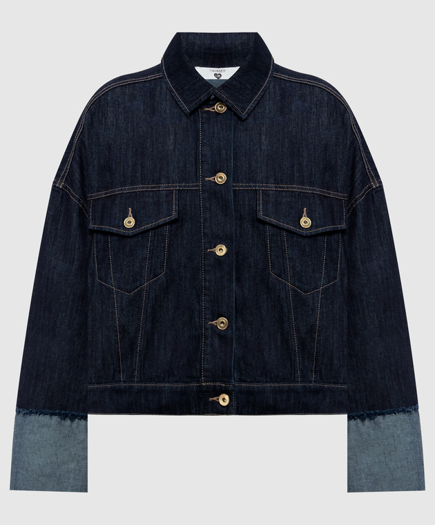 Twinset Синяя джинсовая куртка с отворотами 262LI2JAA