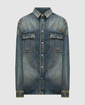 Balmain Синяя джиносва рубашка с логотипом FH0HC155DG04