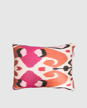 Les Ottomans Розовая декоративная подушка из шелка в принт V30840X50D