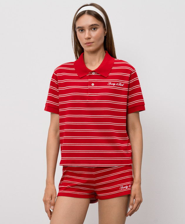 Sporty & Rich Червоне поло в смужку TO085710326RE33 зображення 3