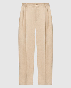 Dolce&Gabbana Бежеві штани з льону, шовку та коноплі GP10DTFUTDB