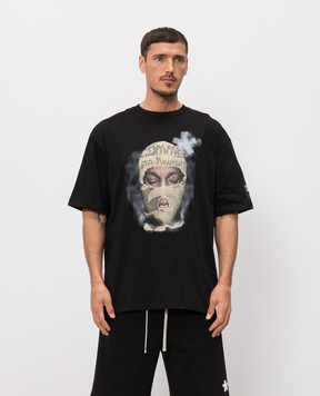Comme des Fuckdown Чорна футболка з принтом FMS6CFABM01975