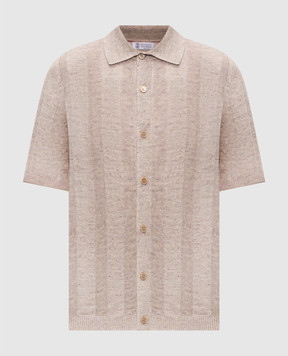 Brunello Cucinelli Бежевая рубашка с льном M2L707805