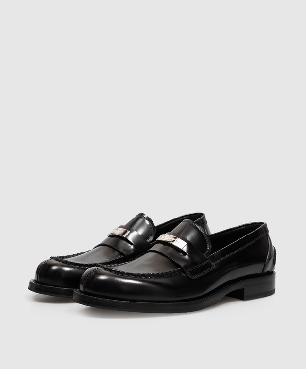 Dolce&Gabbana Черные кожаные глянцевые лоферы с монорамой A30291A0780 изображение 2
