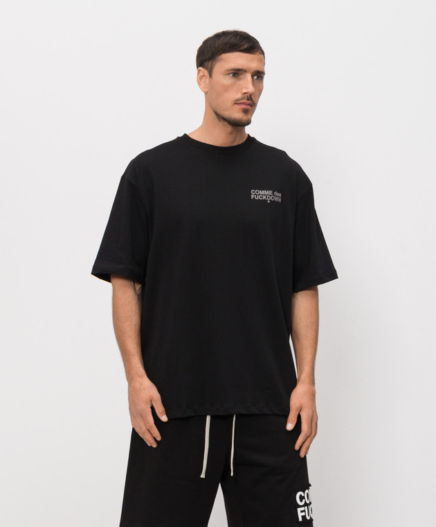Comme des Fuckdown Чорна футболка з принтом FMS6CFABM01998 зображення 3