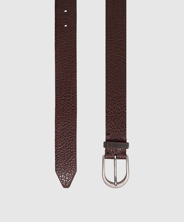Brunello Cucinelli Бордовый кожаный ремень с цепочкой мониль M0JUMC31GP изображение 3