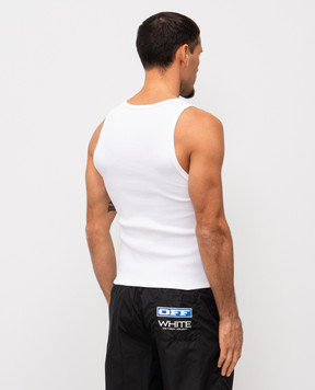 Off-White Біла майка в рубчик з логотипом OMUY006C99JER002