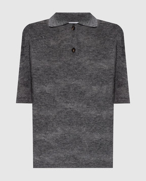 Brunello Cucinelli Серый топ из шелка и шерсти в узор MFR491705P