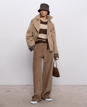Brunello Cucinelli Бежева двобортна куртка з льоном ML5977604P