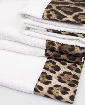 Dolce&Gabbana Набор белых махровых полотенец с леопардовыми вставками 5 шт TCFS01TCAAU