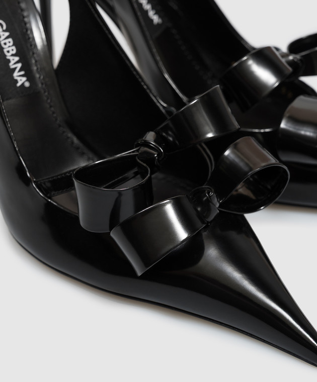 Dolce&Gabbana Черные кожаные глянцевые слингбеки с бантами CG1114A1037 изображение 5