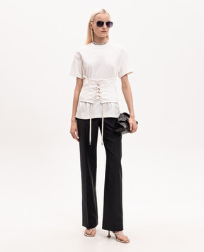 Alexander McQueen Футболка кольору айворі з корсетною нашивкою 863552QLAEZ