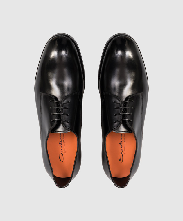 Santoni Черные кожаные глянцевые дерби MCJG18597PI5HNTG изображение 4