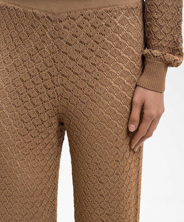 Twinset Коричневі ажурні штани 261LL3ACC зображення 5