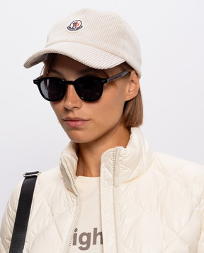 Moncler Бежевая вельветовая кепка с нашивкой логотипа L20933B000075964B
