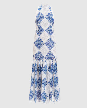 Twinset Біла сукня міді з рамі в принт 261TP213B