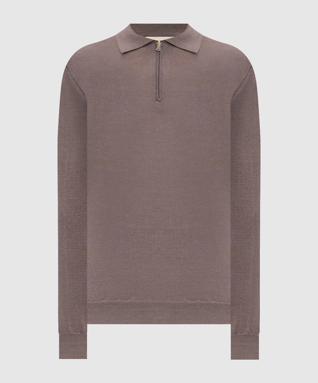 Cashmere&Whiskey Коричневое поло из шерсти, шелка и кашемира 474Z