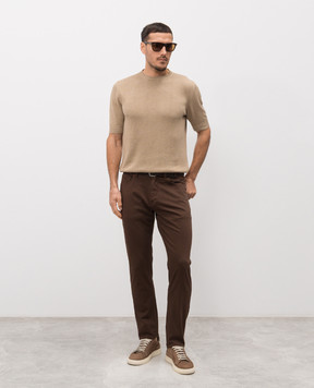 ISAIA Коричневі штани з патчем логотипа PNT005X0059