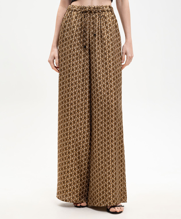 Max Mara Коричневі палаццо CLARINO із шовку MXMCLARINO зображення 3